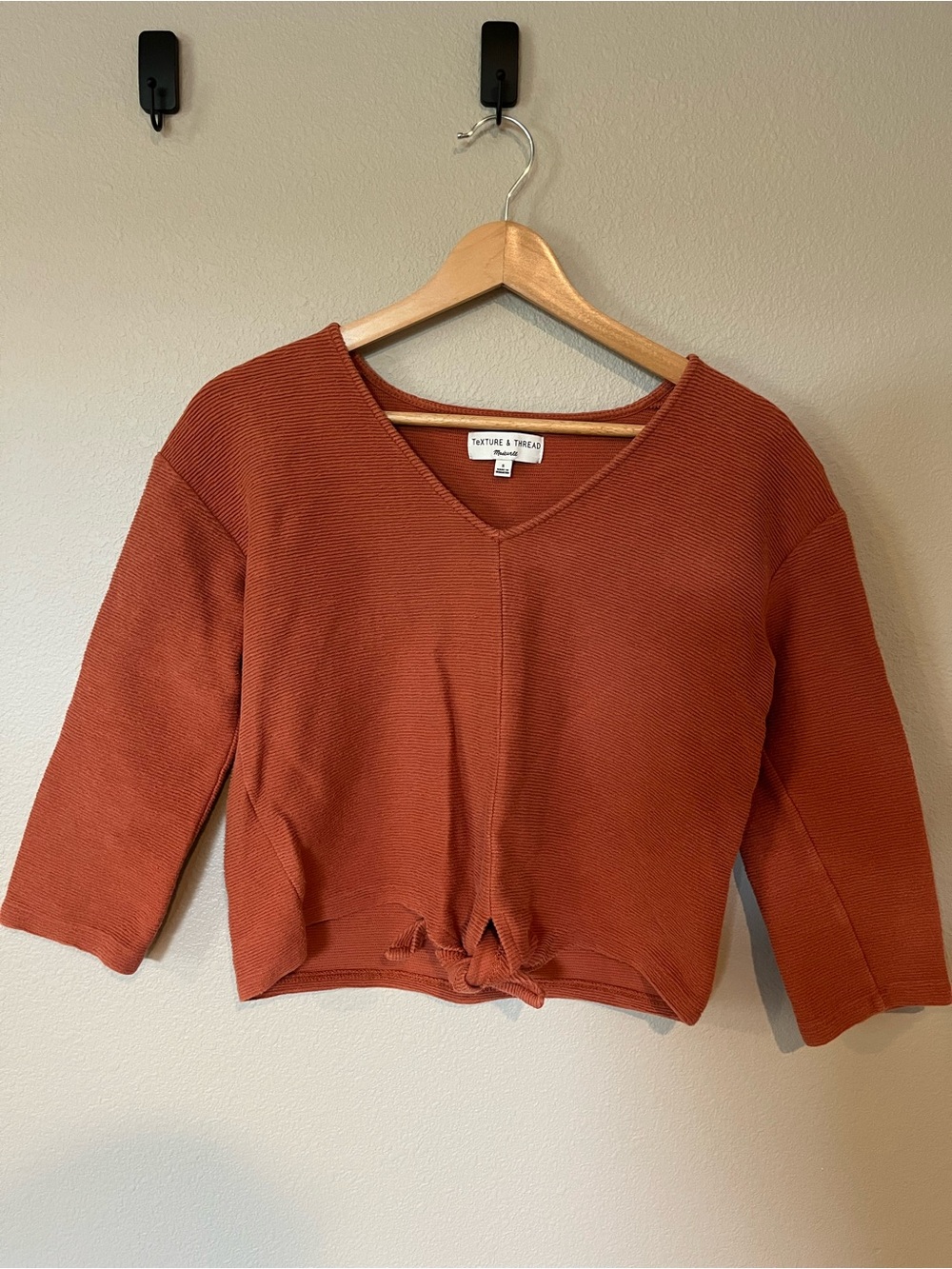 Texture & Thread Long-Sleeve Tie-Front Top - Picture 2 of 4